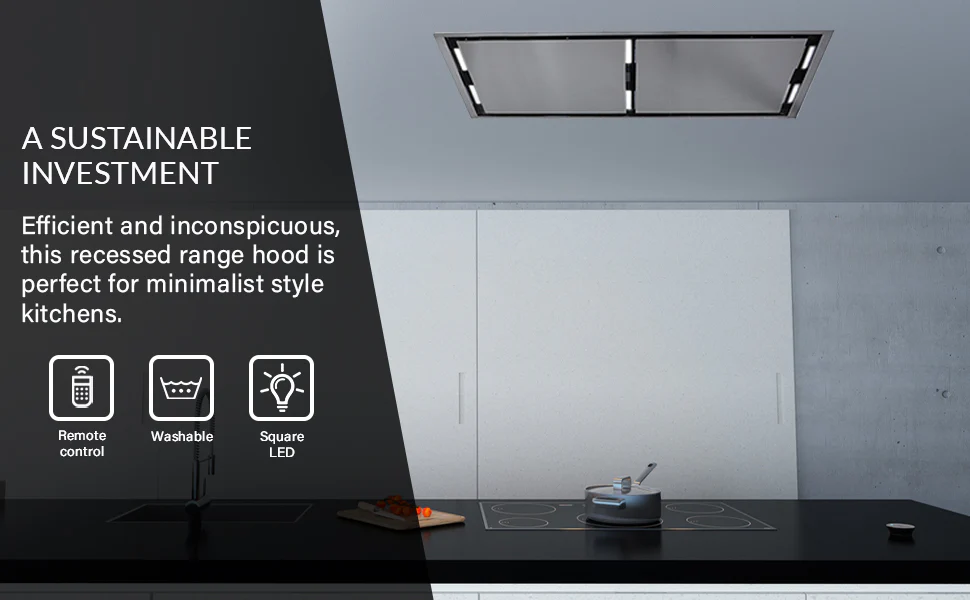 FORNO Arezzo 44-Inch Recessed Ceiling Range Hood, Dual Motors, 1200 CFM, Hybrid Filters, Remote Control - Image 16