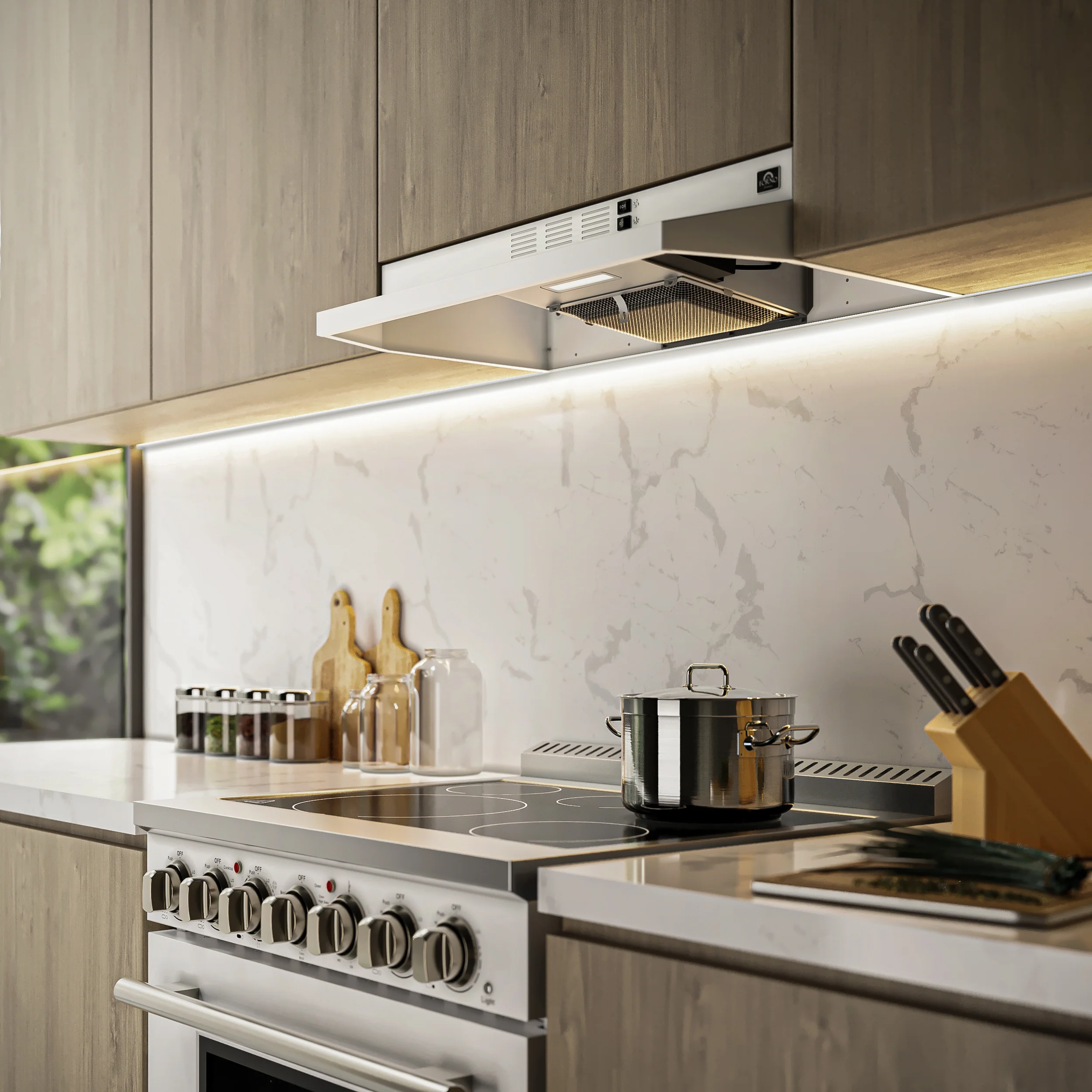 Forno Cappa 30-Inch Under Cabinet Range Hood, White, 200 CFM, Convertible, LED Lighting - Image 8