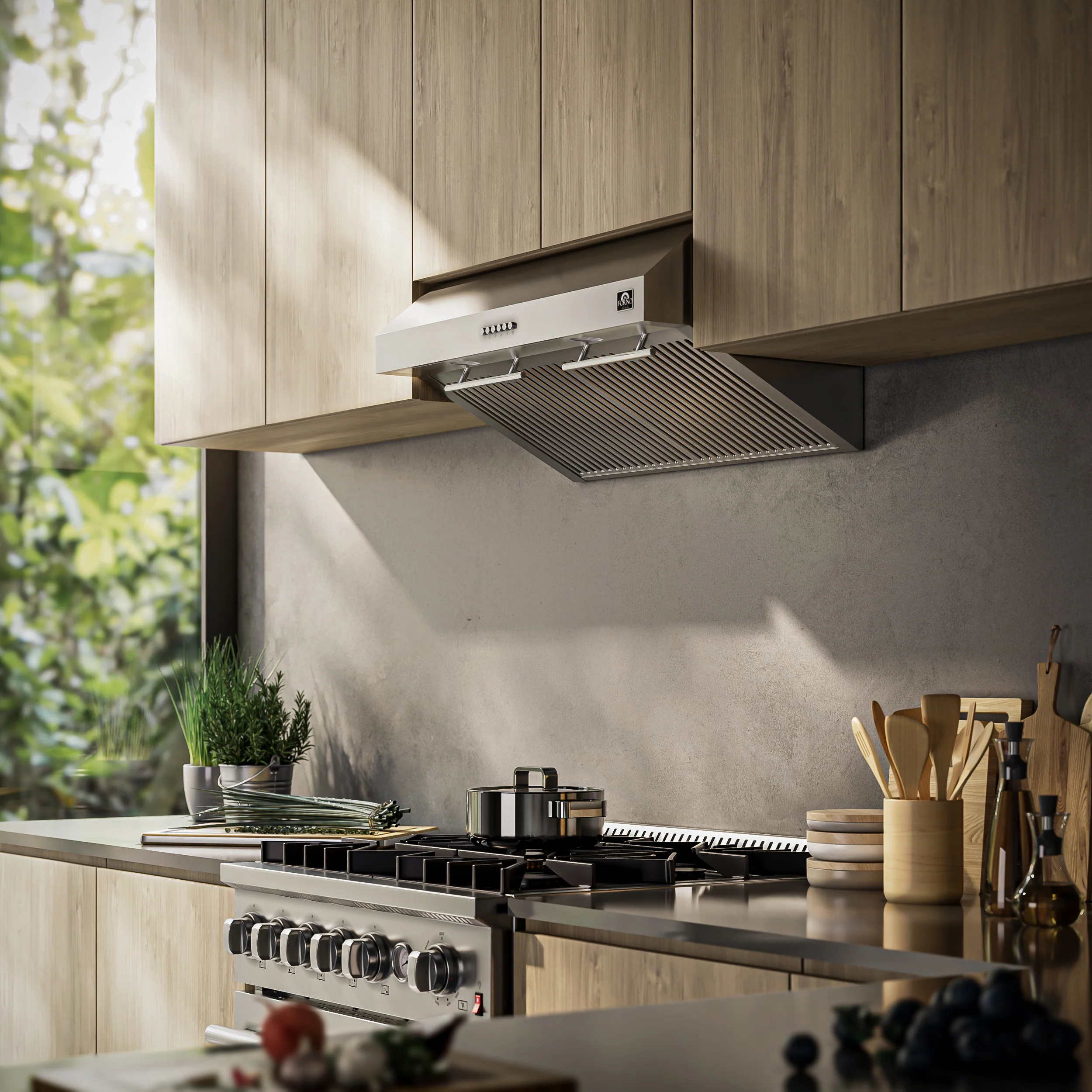 Forno Bari Espresso 30-Inch Under Cabinet Range Hood, Stainless Steel, 400 CFM, LED Lighting, Dishwasher-Safe Baffle Filters, 4-Speed Fan Control - Image 14