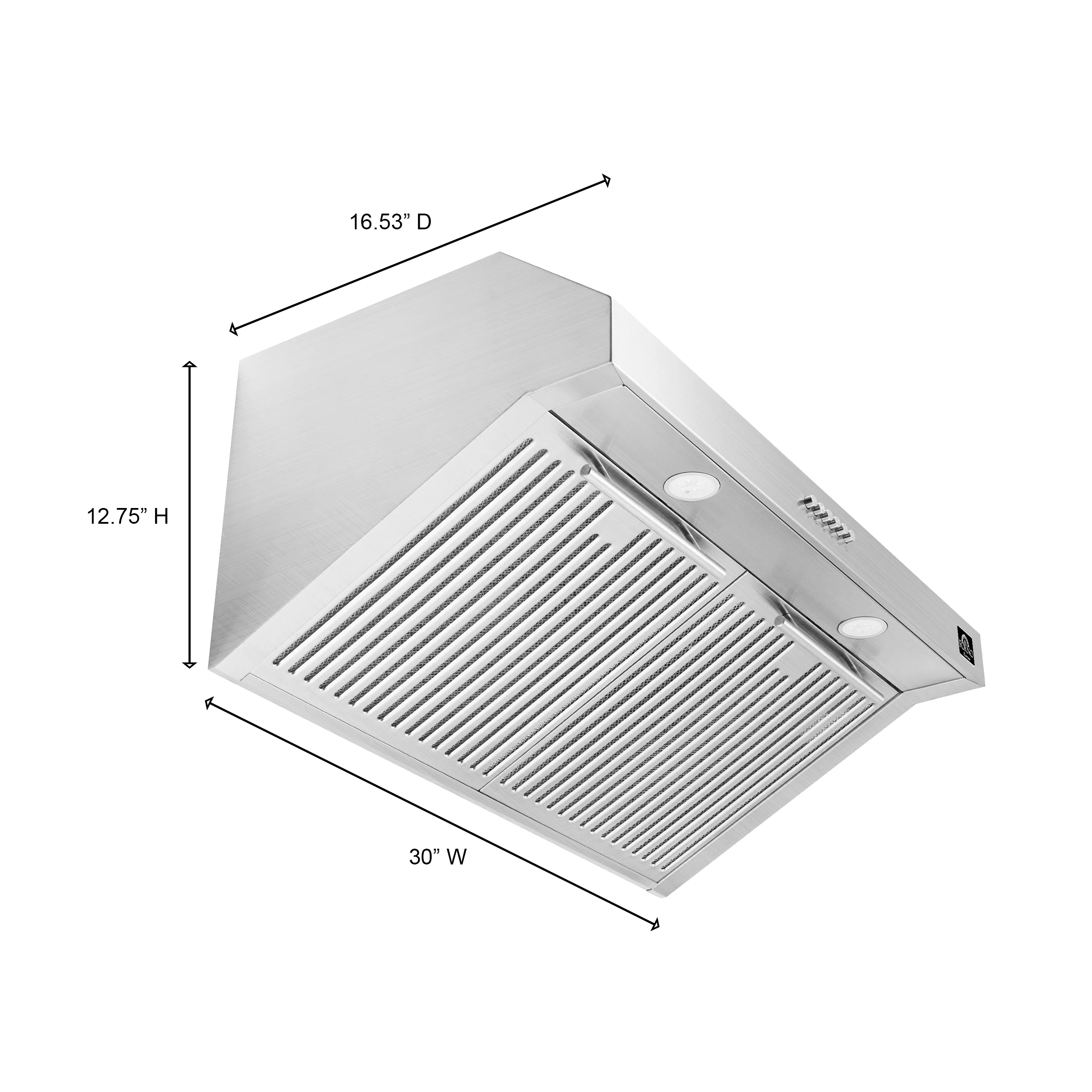 Forno Bari Espresso 30-Inch Under Cabinet Range Hood, Stainless Steel, 400 CFM, LED Lighting, Dishwasher-Safe Baffle Filters, 4-Speed Fan Control - Image 6