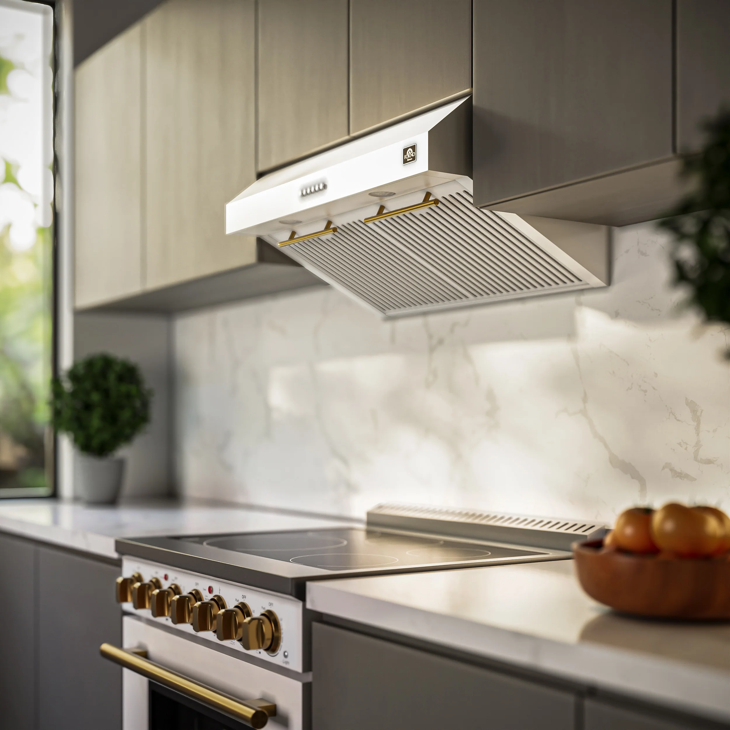 Forno Bari Espresso 30-Inch Under Cabinet Range Hood, White, 600 CFM, LED Lighting, Dishwasher-Safe Baffle Filters, 3-Speed Fan Control - Image 17