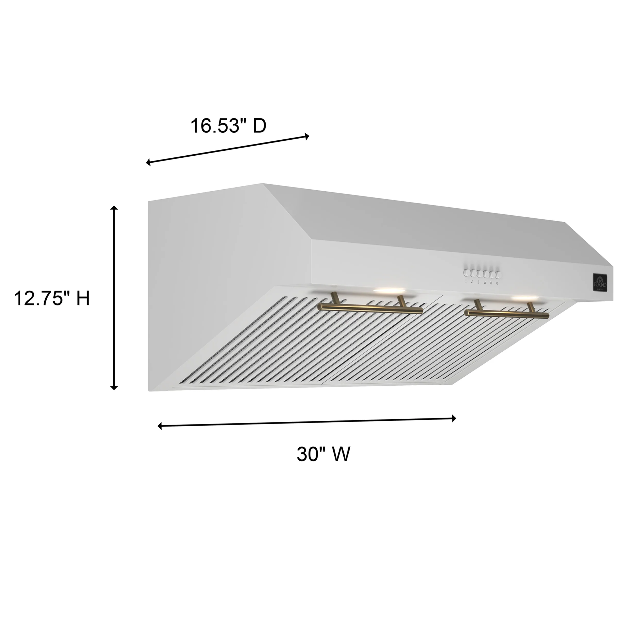 Forno Bari Espresso 30-Inch Under Cabinet Range Hood, White, 600 CFM, LED Lighting, Dishwasher-Safe Baffle Filters, 3-Speed Fan Control - Image 7