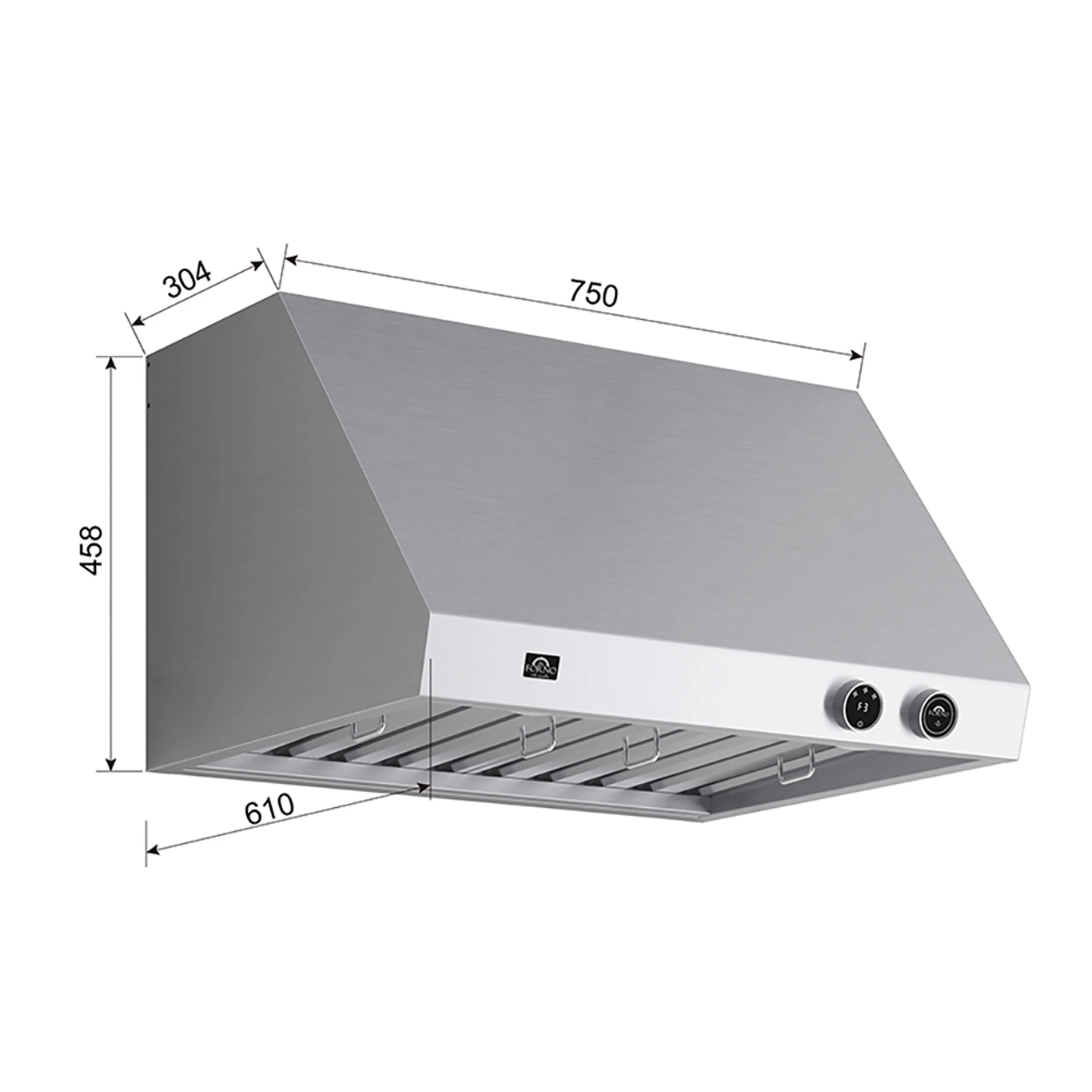 Forno Biagio 30-Inch Wall Mounted Range Hood, Stainless Steel, Heavy Duty - Image 5