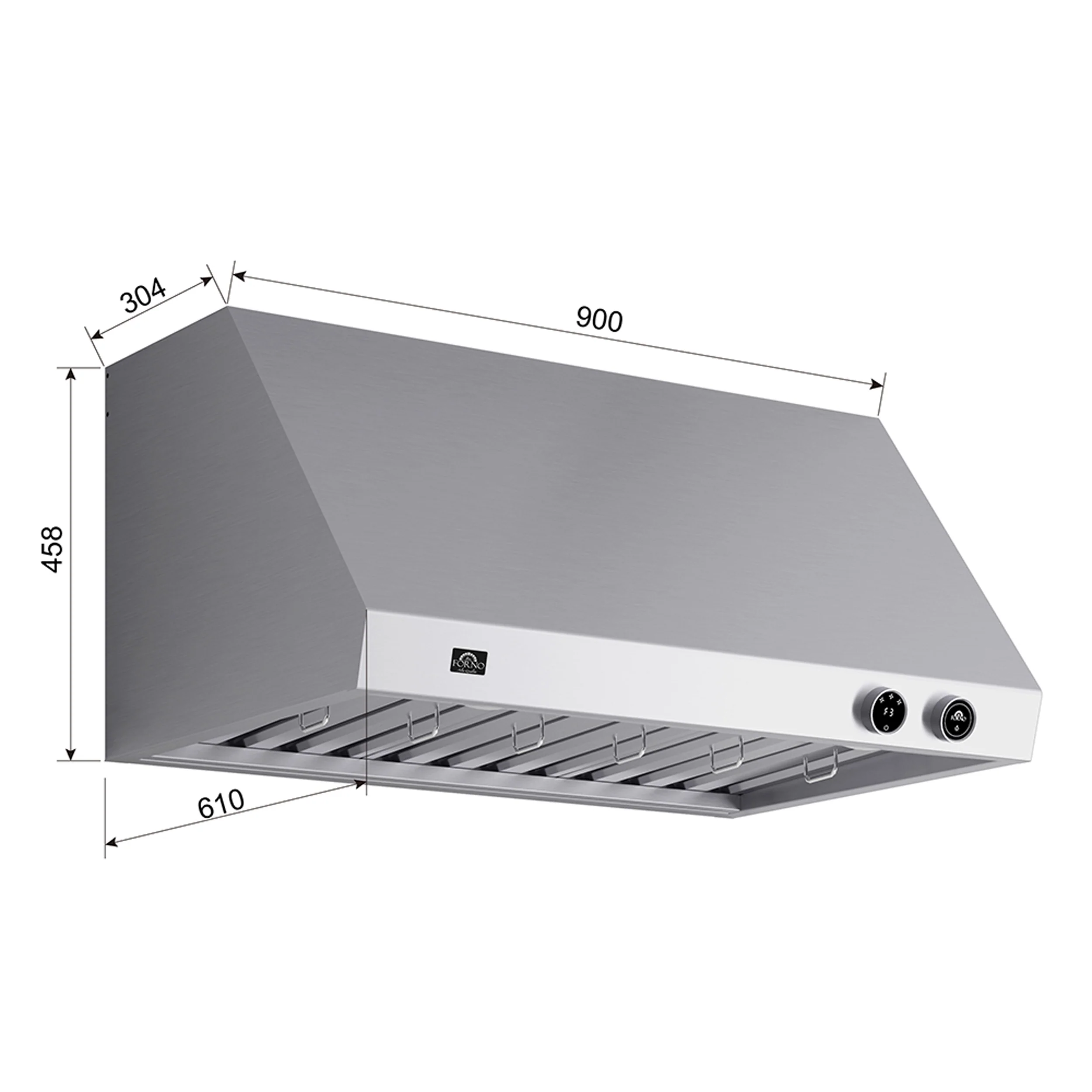 Forno Biagio 36-Inch Wall Mounted Range Hood, Stainless Steel, Heavy Duty - Image 5