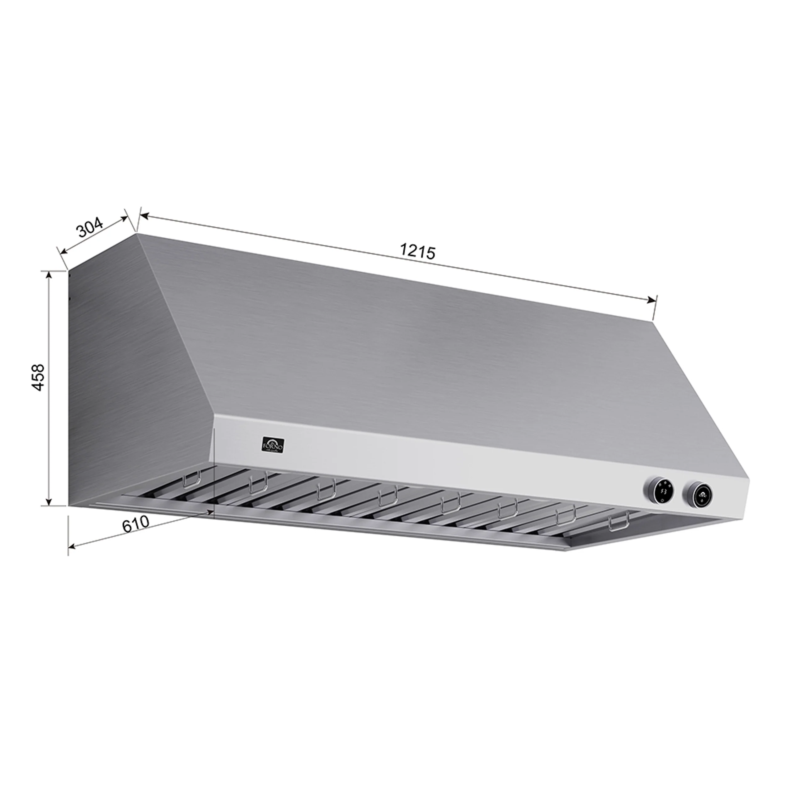 Forno Biagio 48-Inch Wall Mounted Range Hood, Stainless Steel, Heavy Duty - Image 5