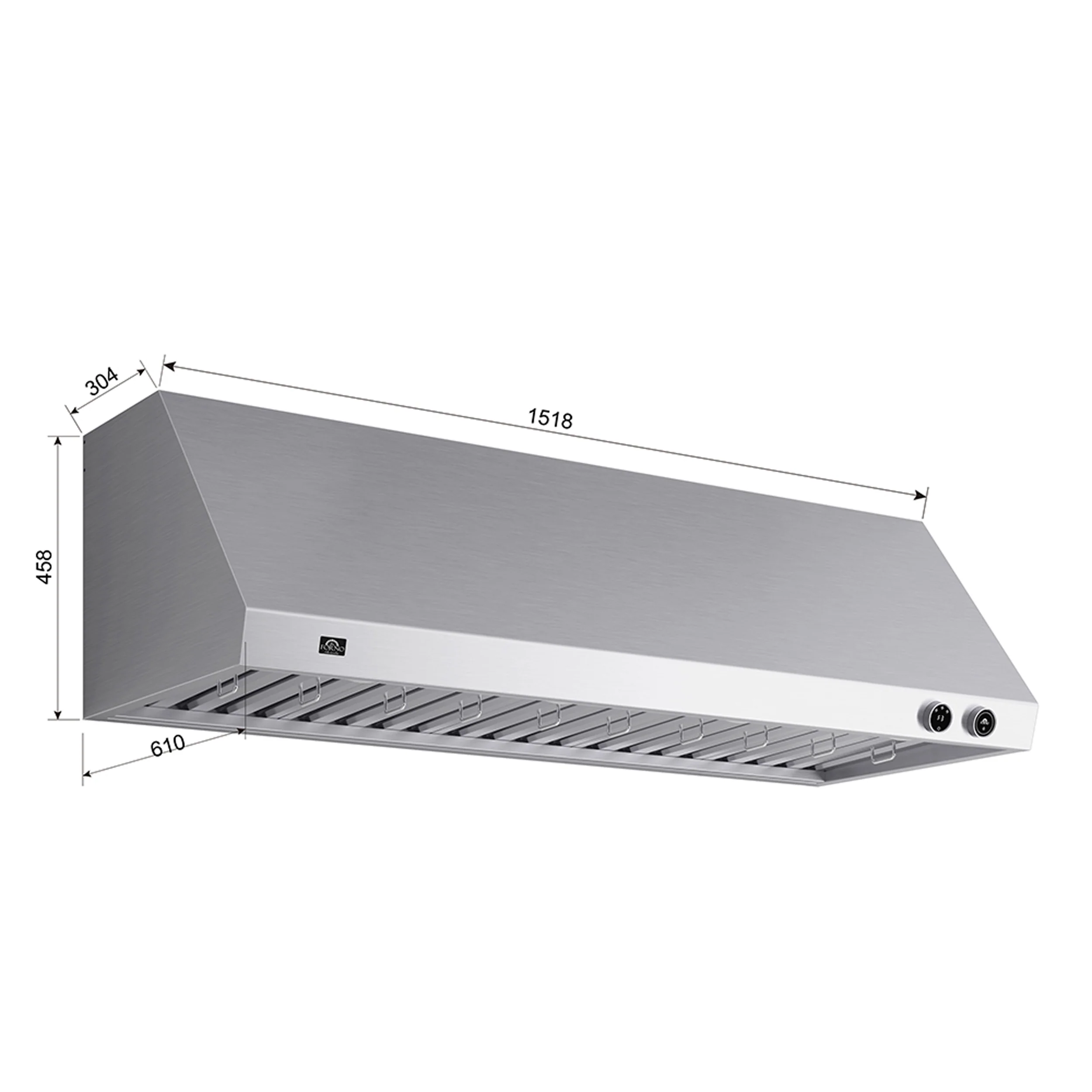 Forno Biagio 60-Inch Wall Mounted Range Hood, Stainless Steel, Heavy Duty - Image 5