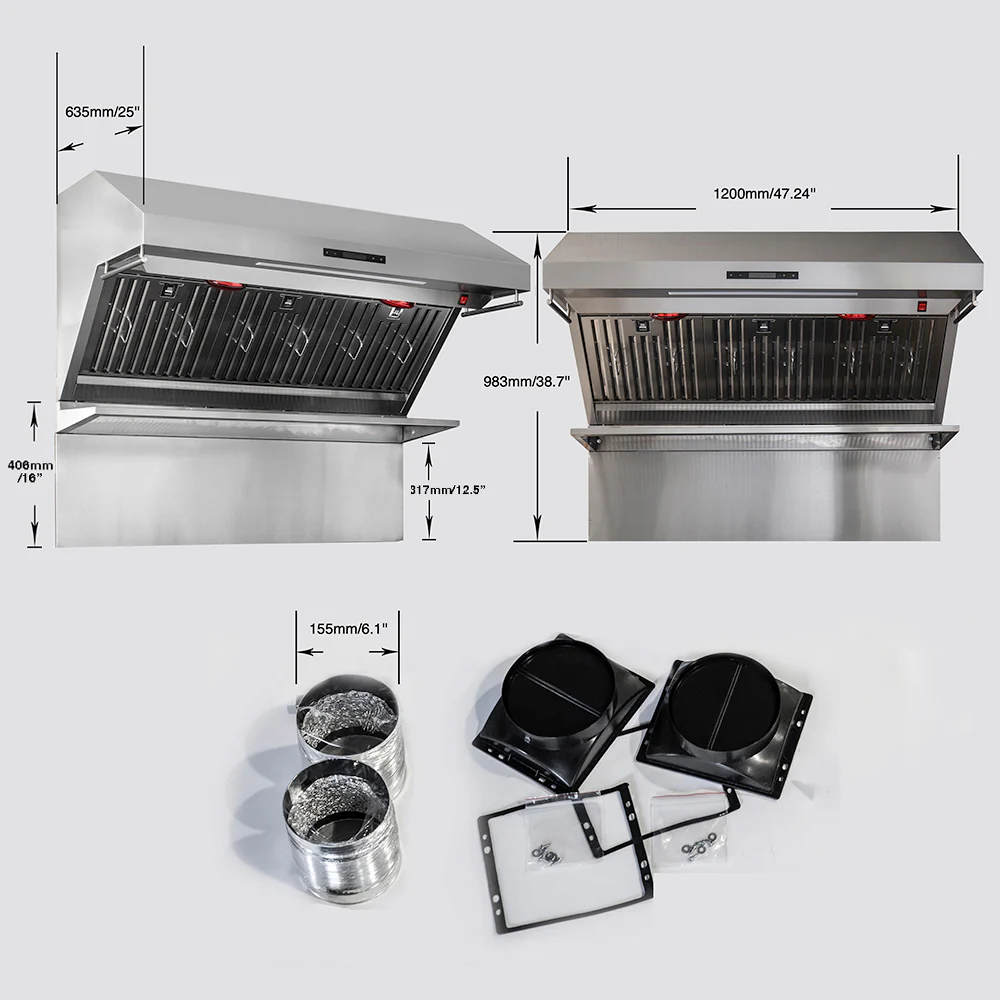 Forno Savona 48-Inch Wall Mount Range Hood, Baffle Filters, Backsplash Included - Image 6
