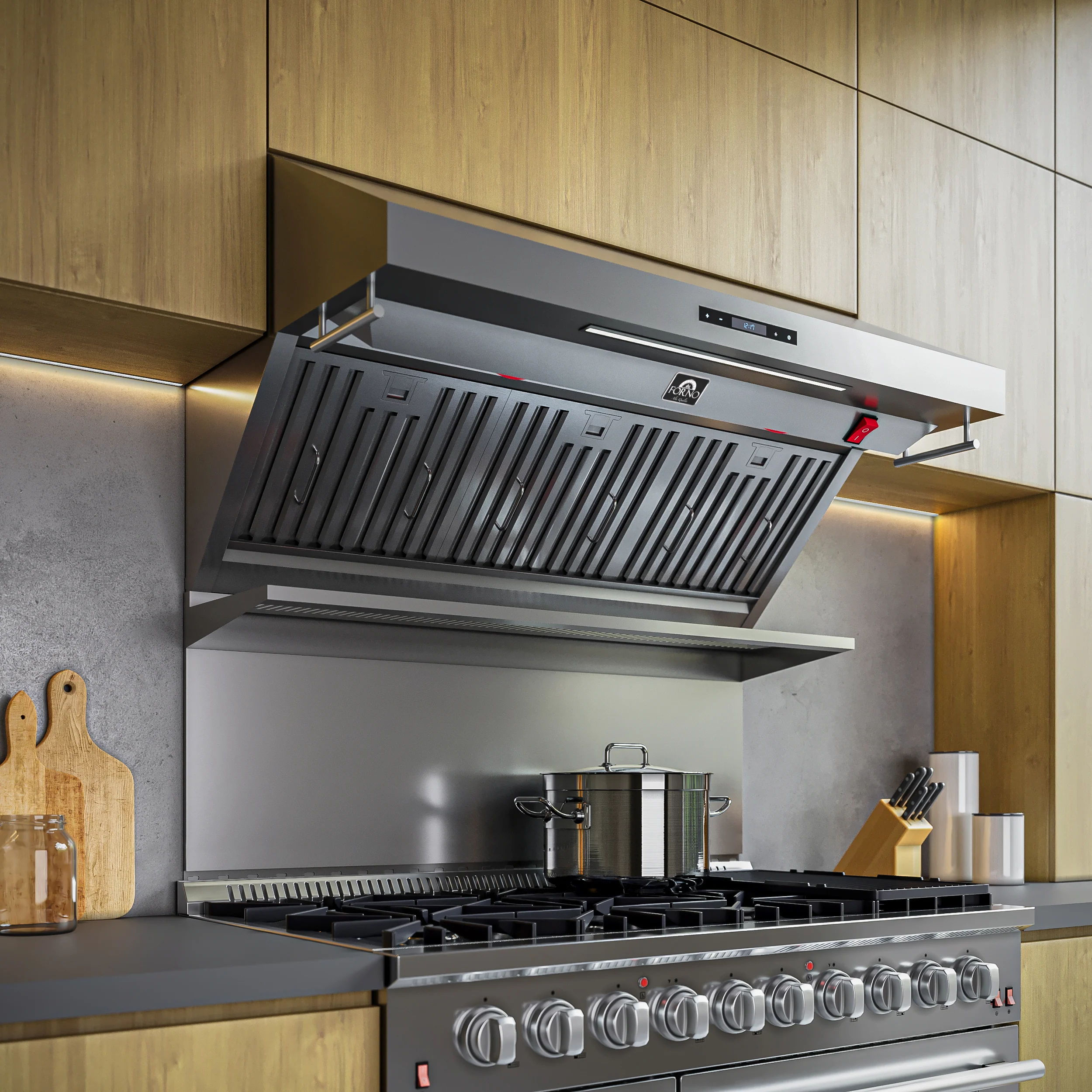 Forno Savona 48-Inch Wall Mount Range Hood, Baffle Filters, Backsplash Included - Image 9