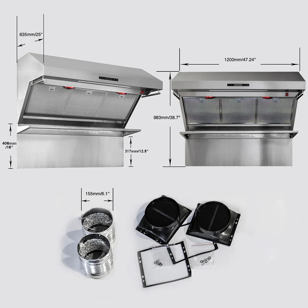 Forno Savona 48-Inch Wall Mount Range Hood, Hybrid Filters, Backsplash Included - Image 4