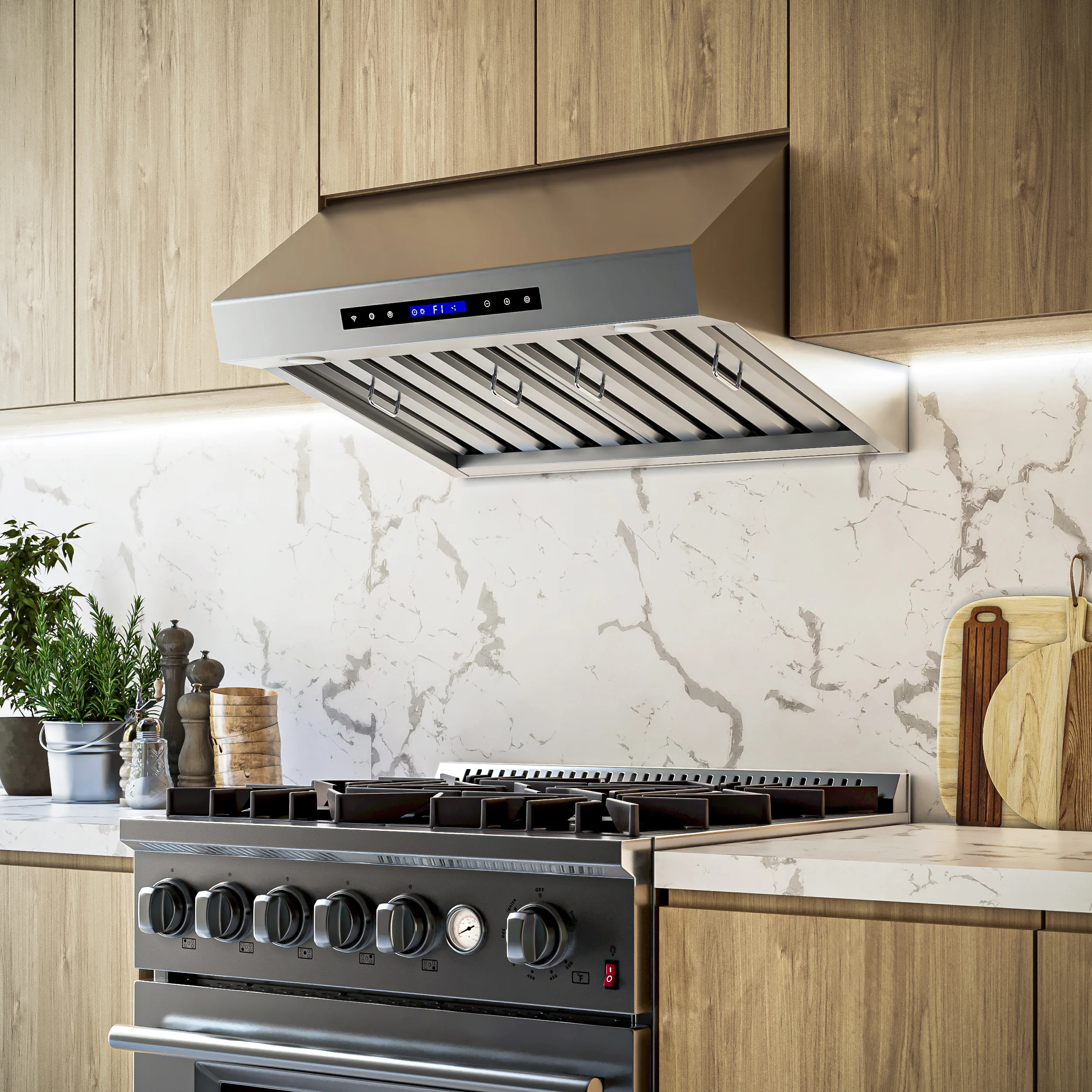 Forno Palazzo 30-Inch Wall Mounted Range Hood, Stainless Steel, Heavy Duty Baffle Filters, Remote Control - Image 7