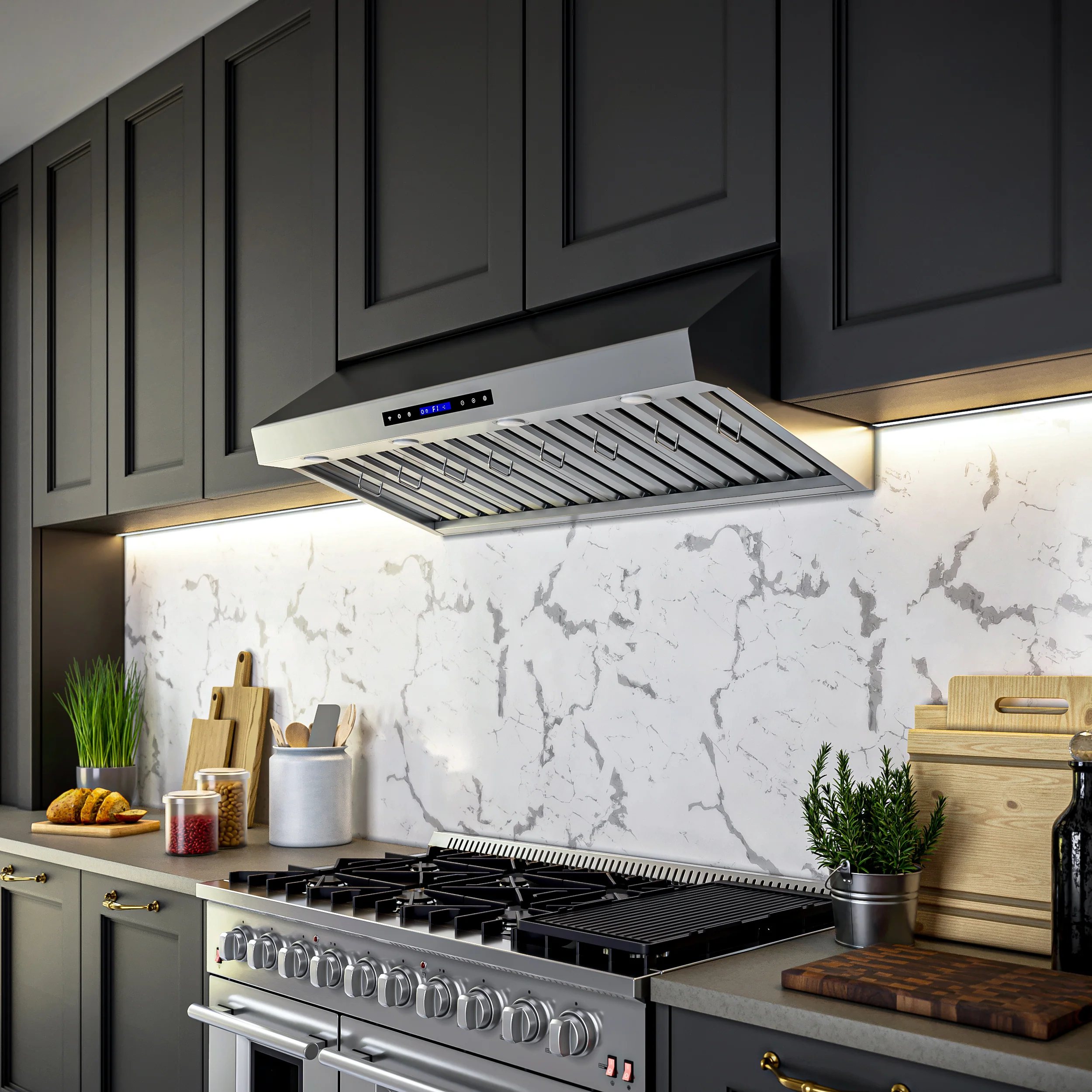 Forno Palazzo 48-Inch Wall Mounted Range Hood, Stainless Steel, Heavy Duty Baffle Filters, Remote Control - Image 7