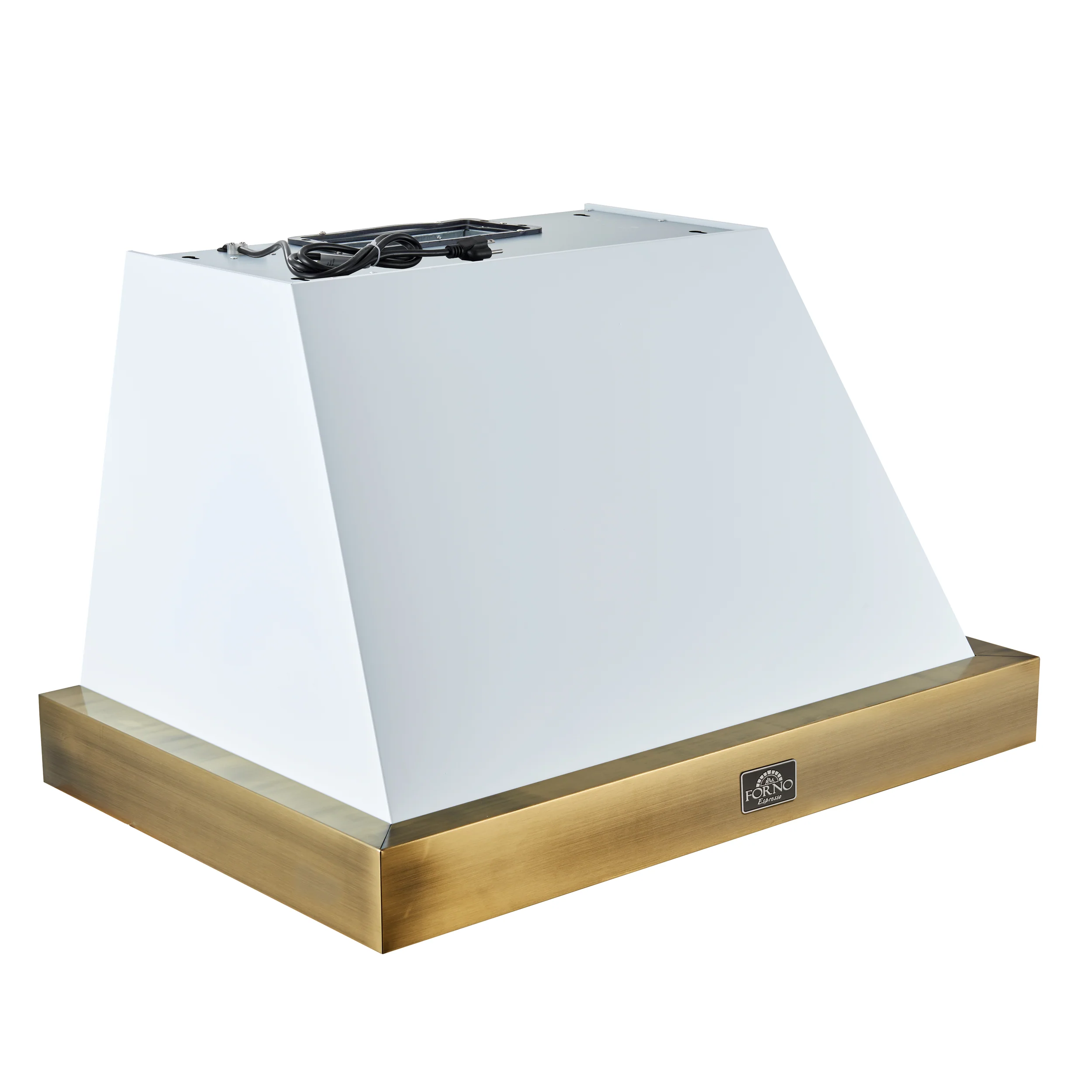 Forno Vittorio 36-Inch Wall Mount Range Hood, White with Antique Brass Trim, 424 CFM Airflow, Dishwasher-Safe Baffle Filters, Remote Control, 3-Speed Fan, Bright LED Lighting. - Image 4