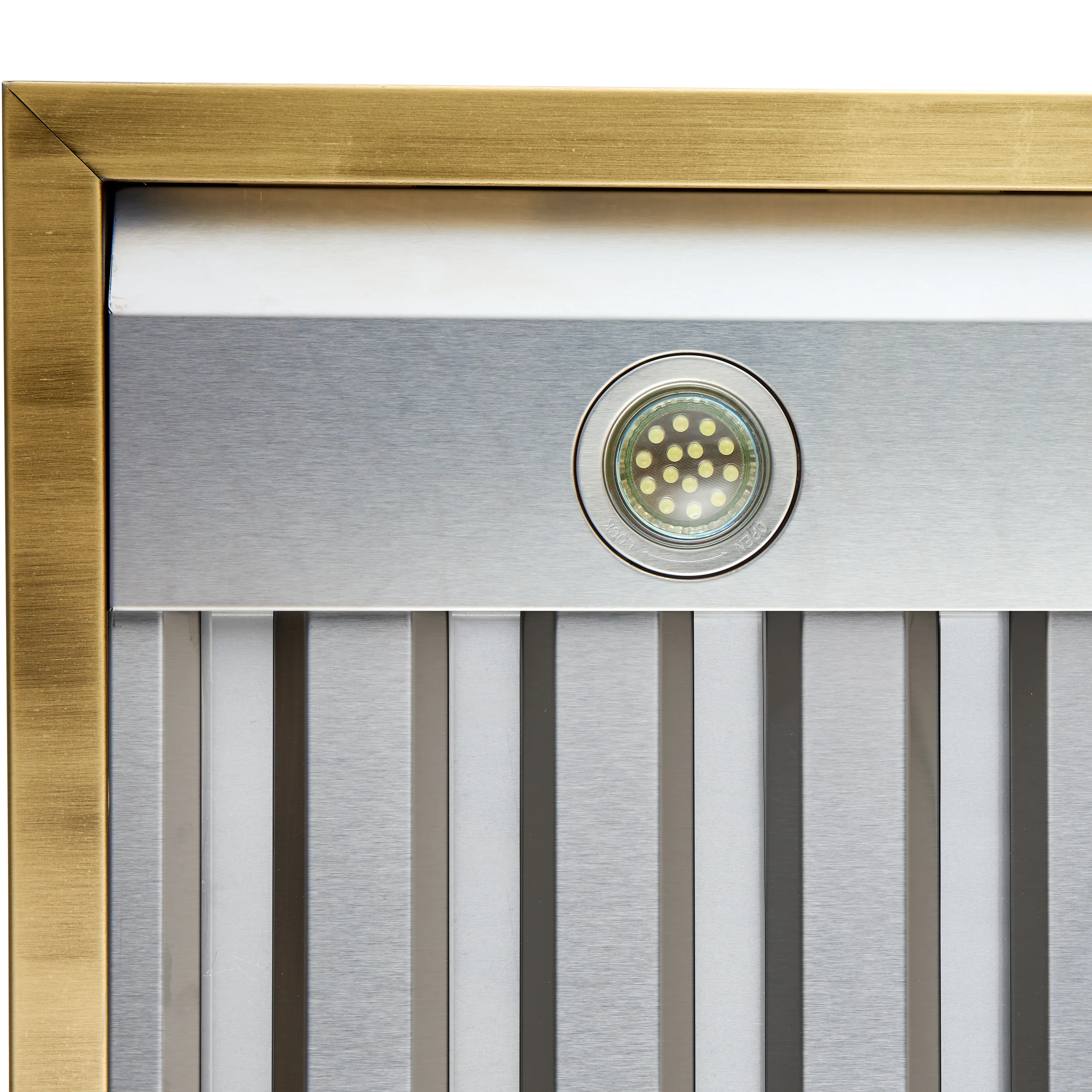 Forno Vittorio 36-Inch Wall Mount Range Hood, White with Antique Brass Trim, 424 CFM Airflow, Dishwasher-Safe Baffle Filters, Remote Control, 3-Speed Fan, Bright LED Lighting. - Image 6