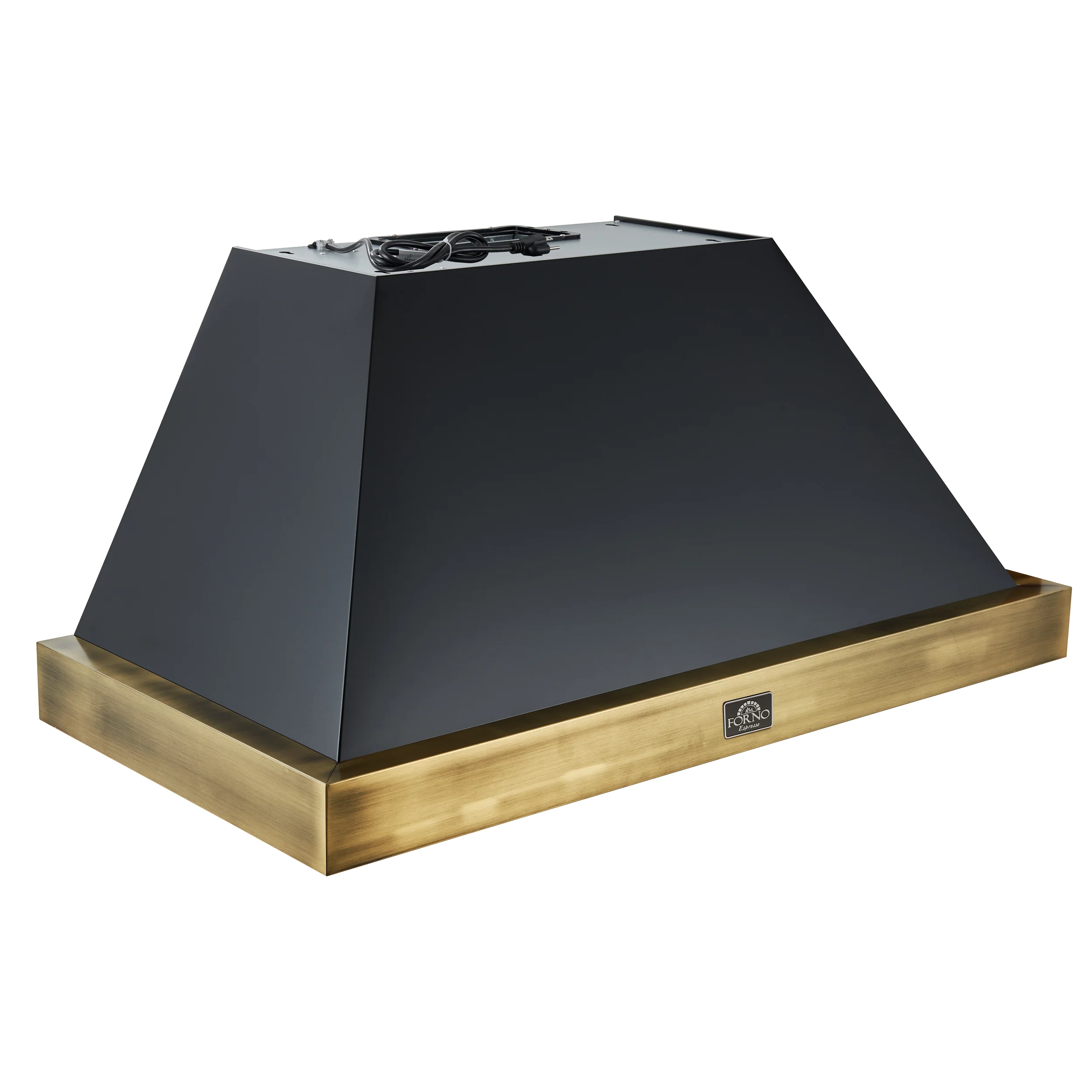 Forno Vittorio 48-Inch Wall Mount Range Hood, Black with Antique Brass Trim, 424 CFM Airflow, Dishwasher-Safe Baffle Filters, Remote Control, 3-Speed Fan, Bright LED Lighting. - Image 4