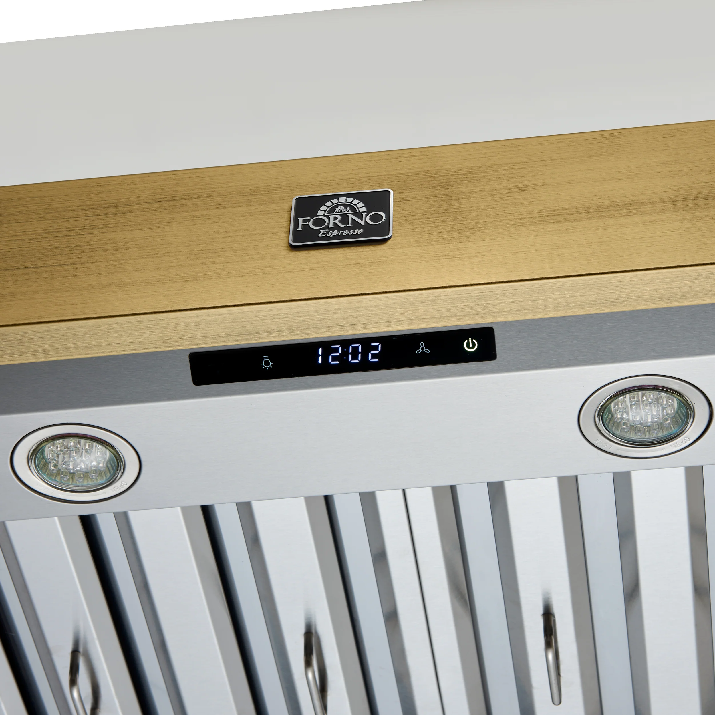 Forno Vittorio 48-Inch Wall Mount Range Hood, White with Antique Brass Trim, 424 CFM Airflow, Dishwasher-Safe Baffle Filters, Remote Control, 3-Speed Fan, Bright LED Lighting - Image 7