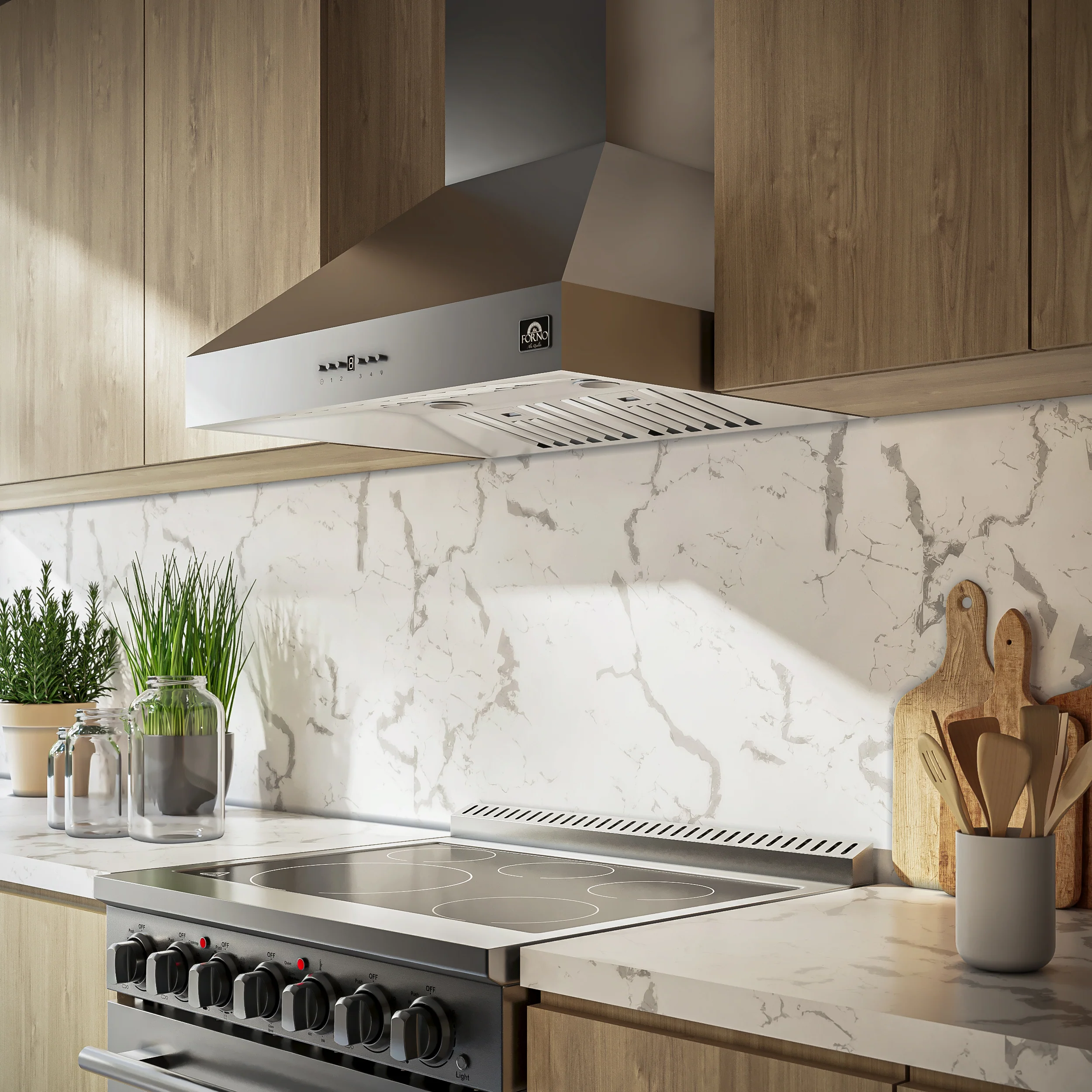 Forno Orvieto 30-Inch Wall Mount Range Hood, LED Lighting, Heavy Duty, Stainless Steel - Image 9