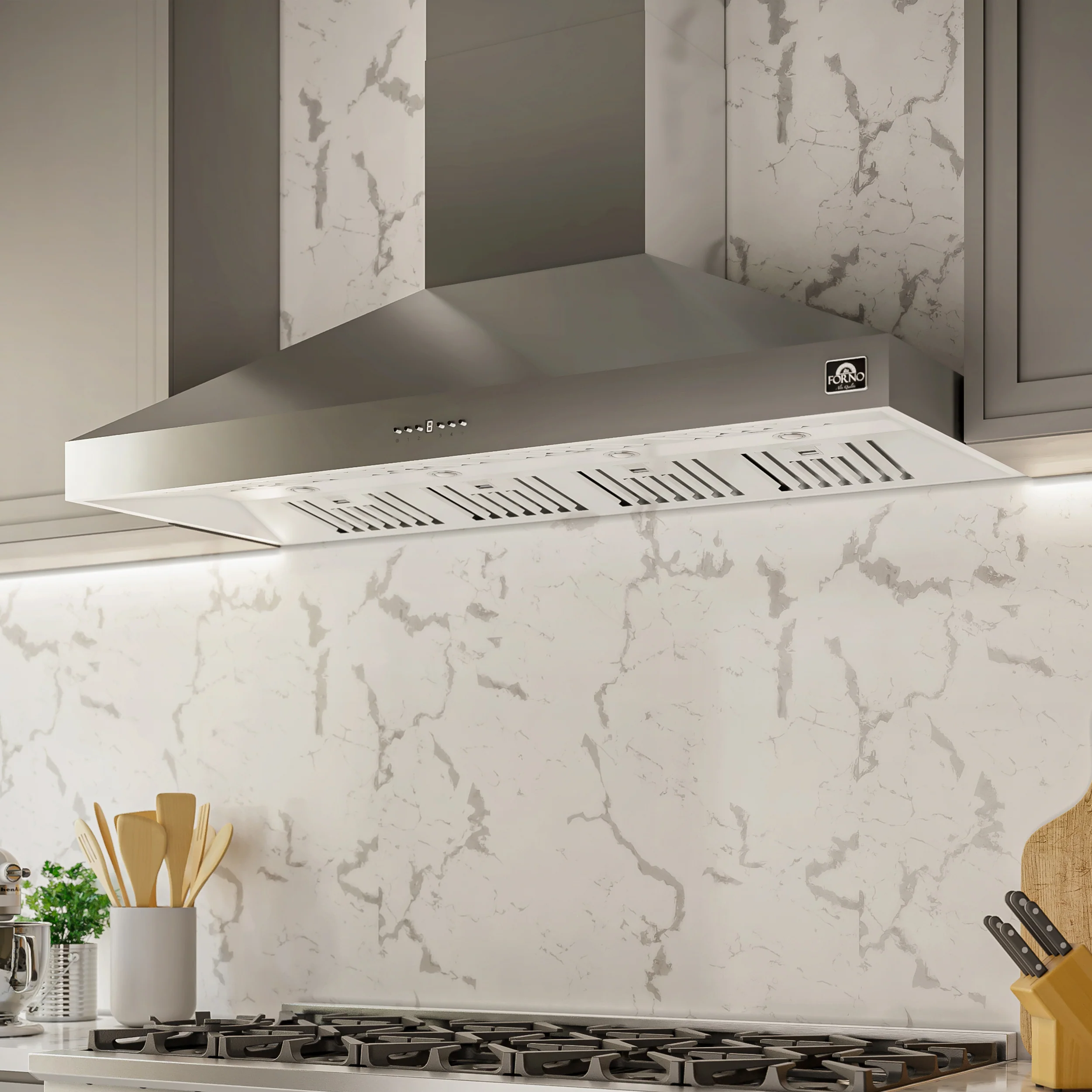 Forno Orvieto 60-Inch Wall Mount Range Hood, LED Lighting, Heavy Duty, Stainless Steel - Image 9