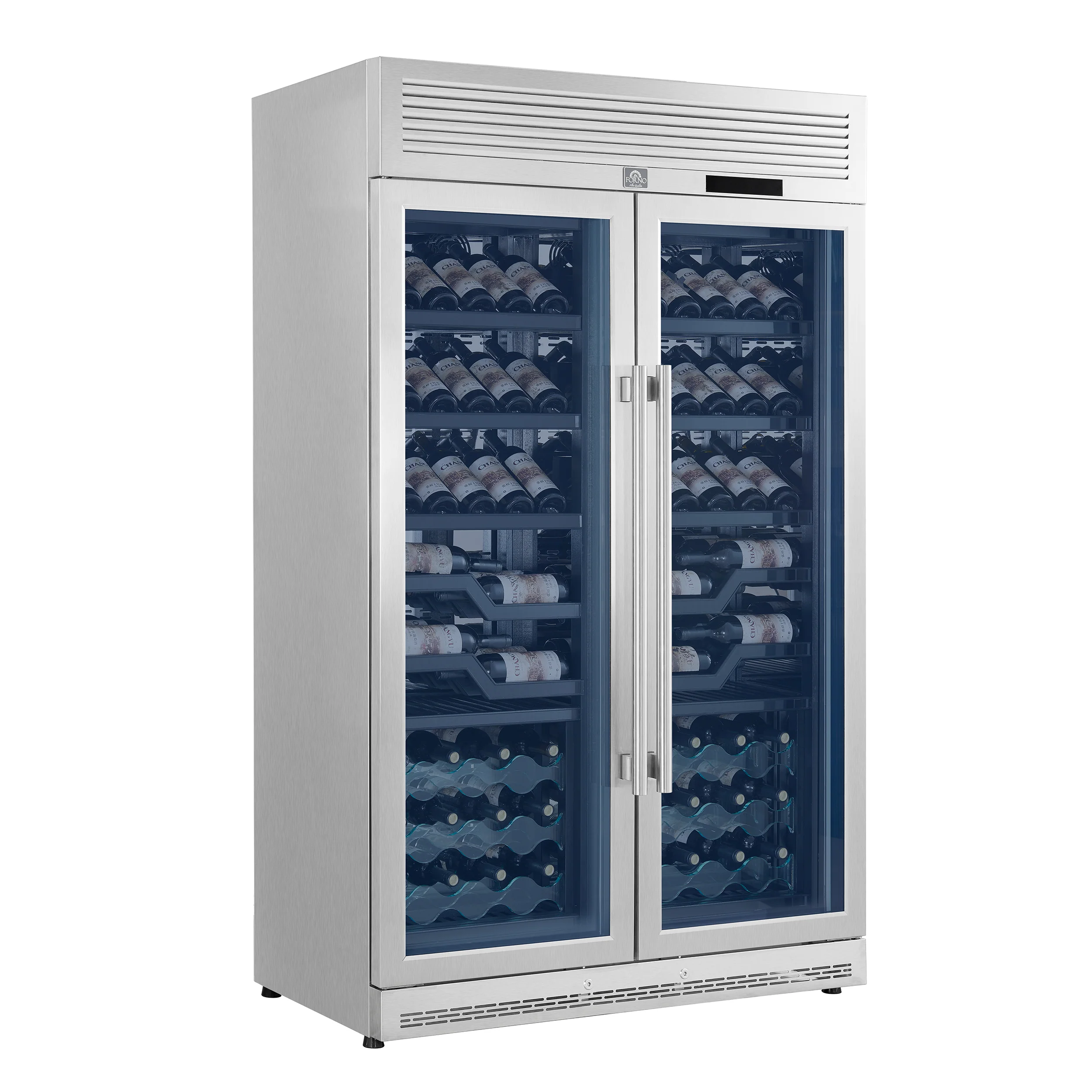 FORNO Abruzzo 48-Inch Dual Zones Wine Cellar, 102 Bottles, 24 cu. ft., Green Acrylic Holders & Black Shelves - Image 4