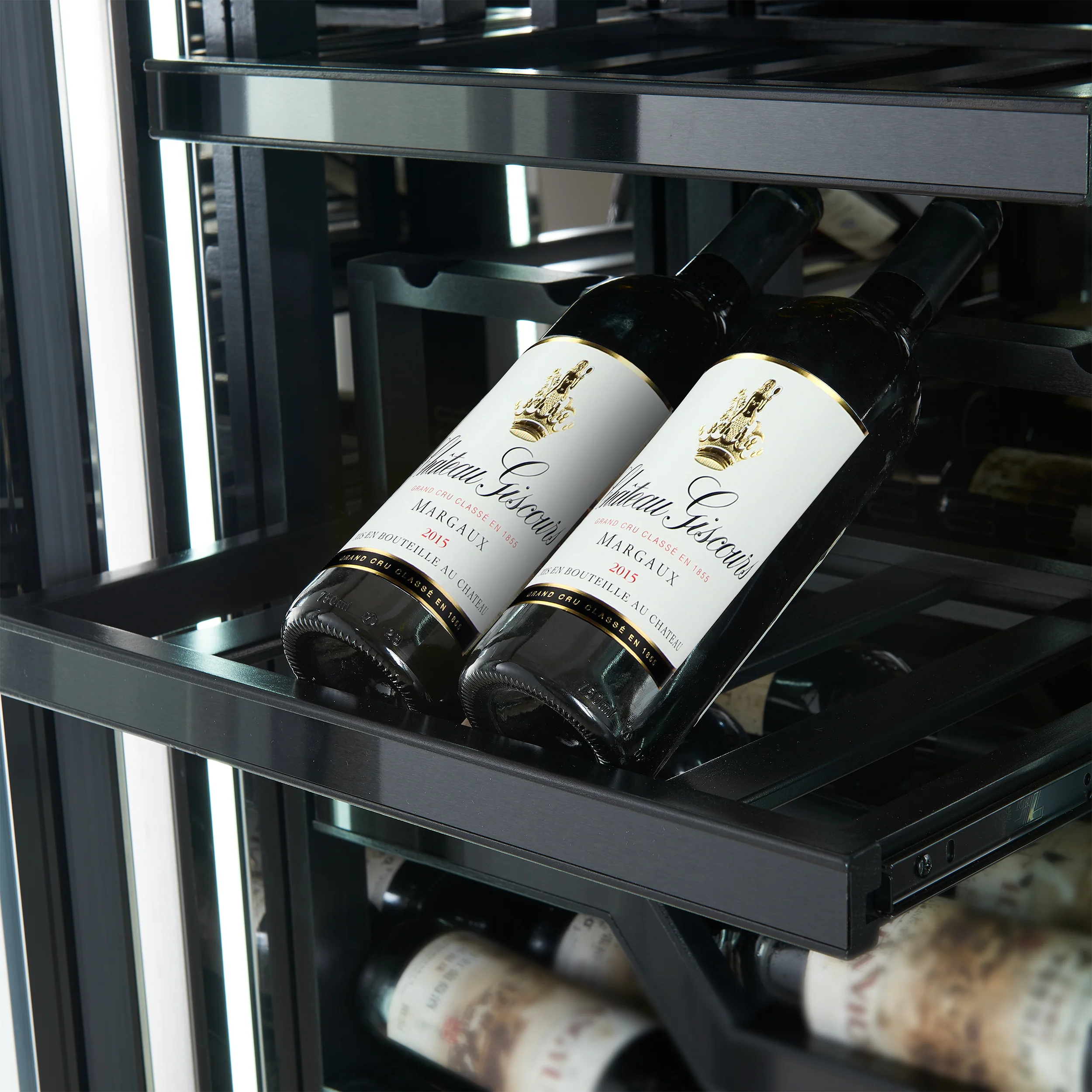 FORNO Abruzzo 48-Inch Dual Zones Wine Cellar, 102 Bottles, 24 cu. ft., Green Acrylic Holders & Black Shelves - Image 6