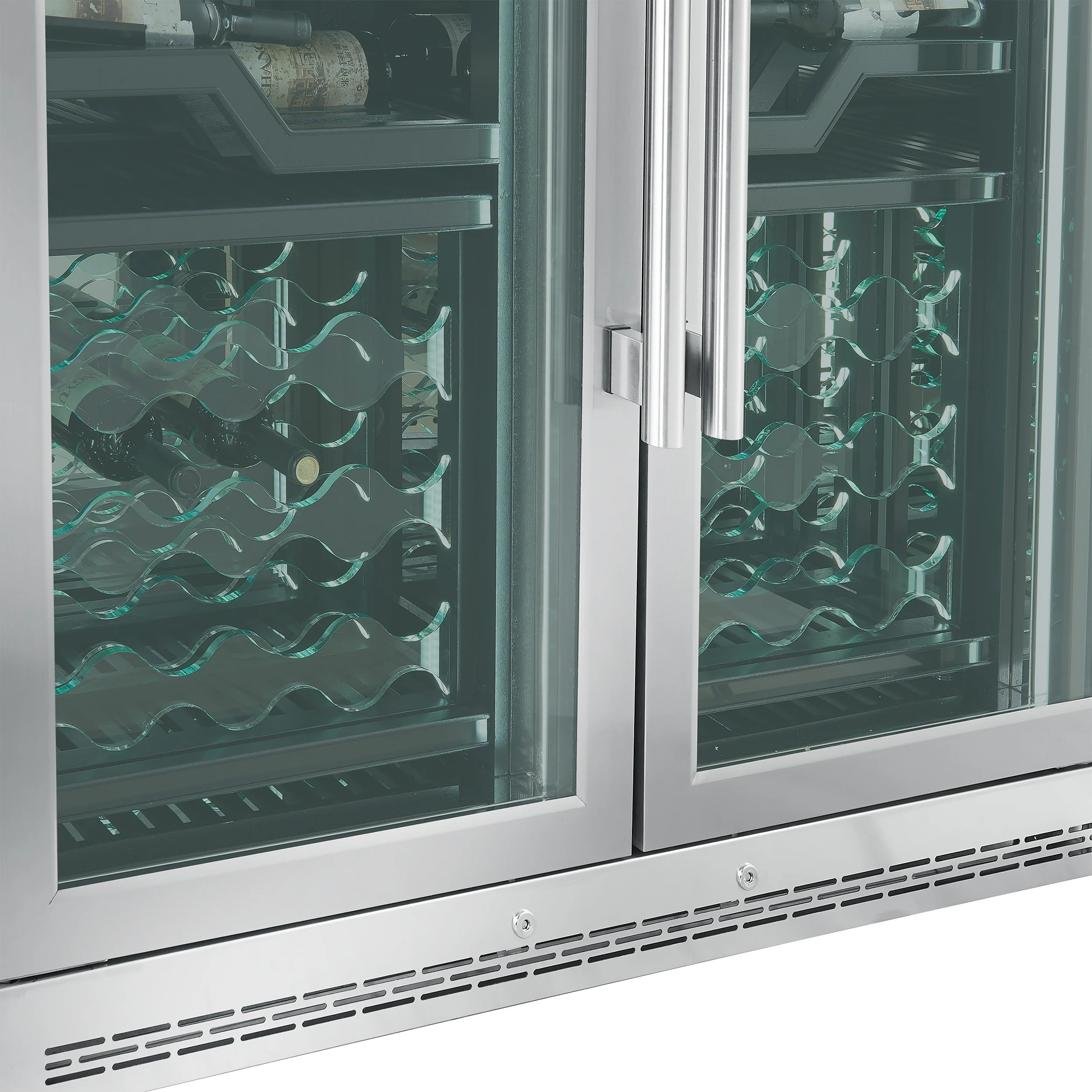 FORNO Abruzzo 48-Inch Dual Zones Wine Cellar, 102 Bottles, 24 cu. ft., Green Acrylic Holders & Black Shelves - Image 7