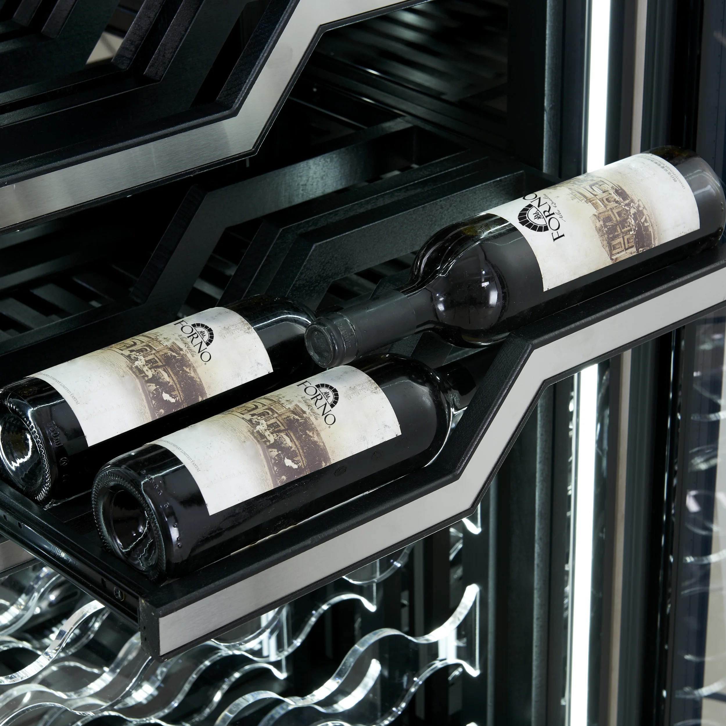 FORNO Abruzzo 48-Inch Dual Zone Wine Cellar, 102 Bottles, 24 cu. ft., Clear Acrylic Holders & Stainless Trim Shelves - Image 7