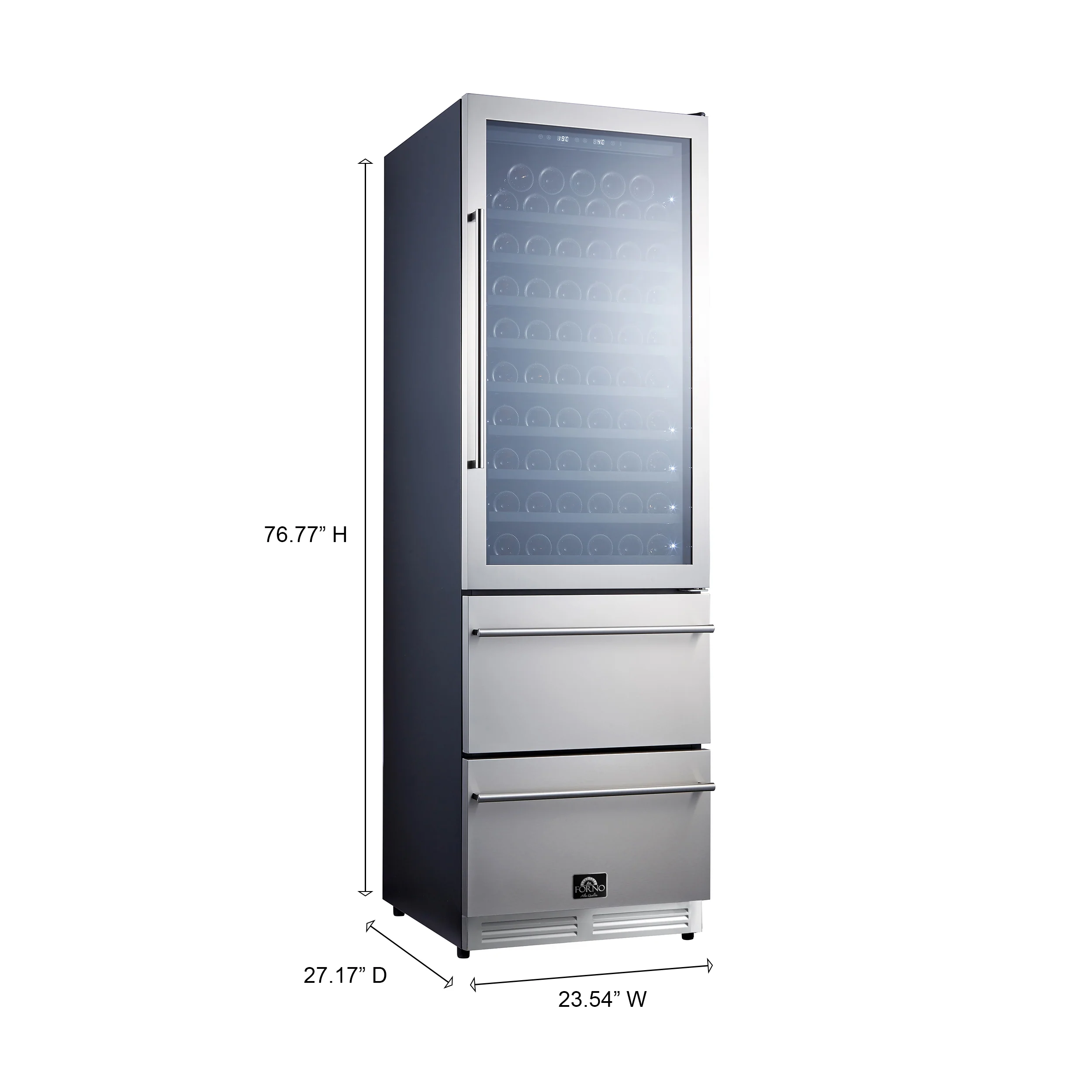 Forno Azienda 24-Inch Dual Temperature Zone Wine Cooler, Up to 108 Bottles, Two Refrigerated Drawers, Adjustable Temperature Zones, Energy Efficient - Image 3