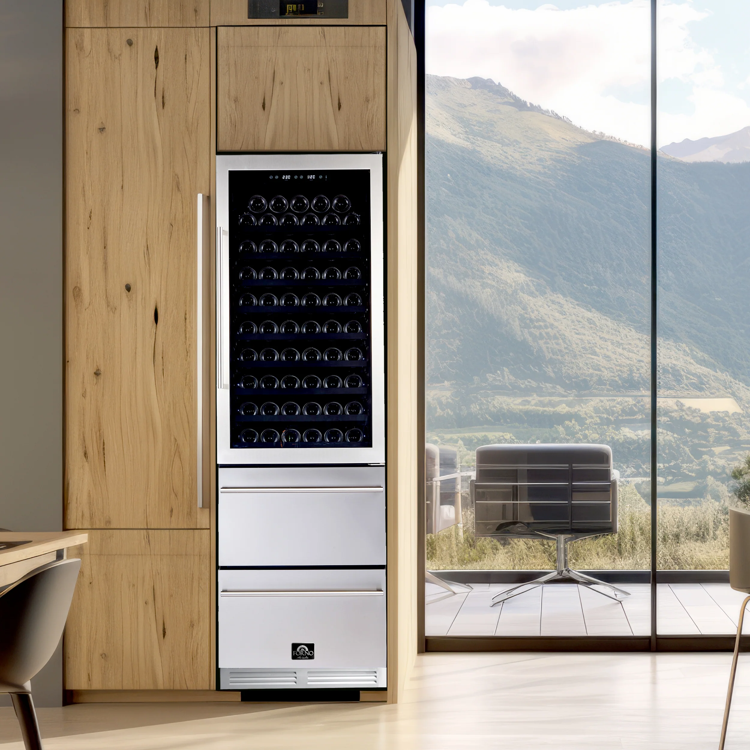 Forno Azienda 24-Inch Dual Temperature Zone Wine Cooler, Up to 108 Bottles, Two Refrigerated Drawers, Adjustable Temperature Zones, Energy Efficient - Image 6