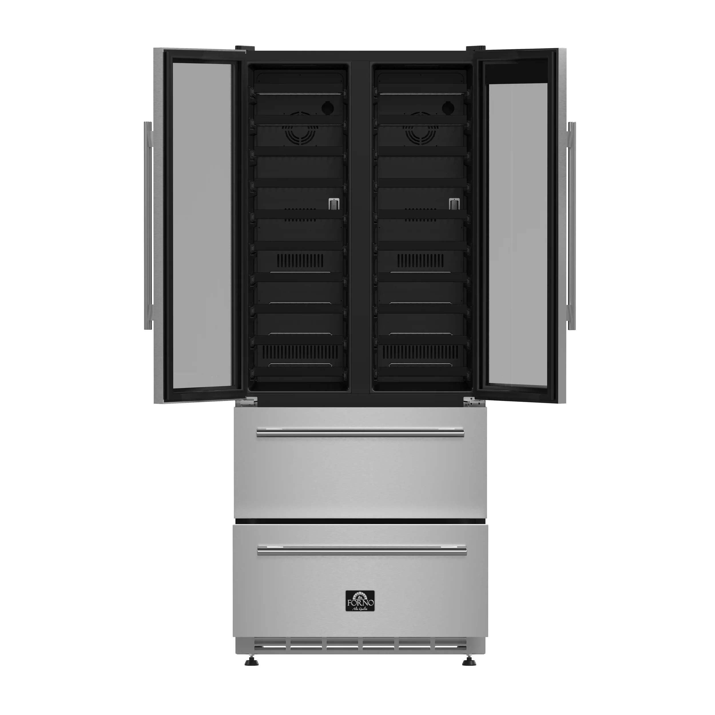 Forno Campania 32-Inch Wine Cooler, Stainless Steel, Dual Wine Zones, Two Beverage Drawers, 17.7 cu.ft - Image 3