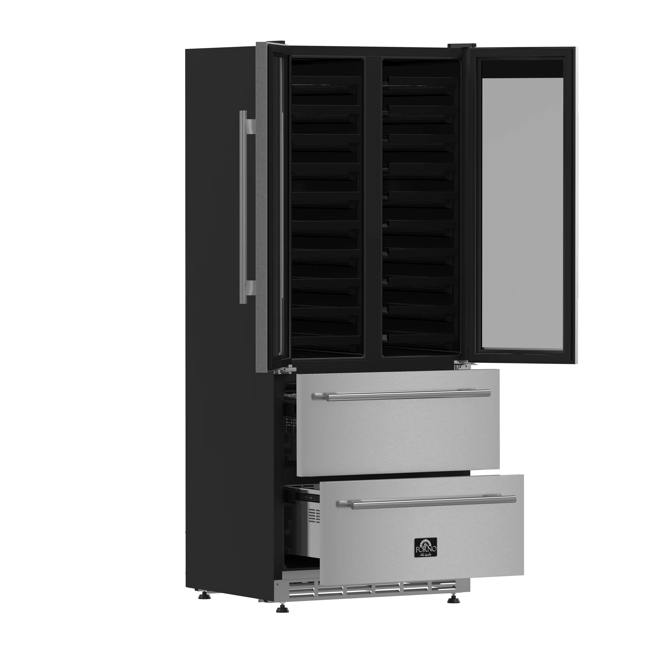 Forno Campania 32-Inch Wine Cooler, Stainless Steel, Dual Wine Zones, Two Beverage Drawers, 17.7 cu.ft - Image 4