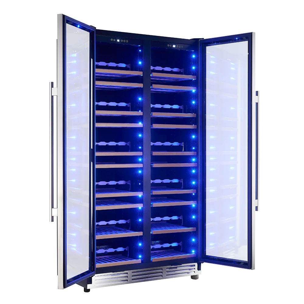 Forno Vernazza 40-Inch Side-by-Side Dual Zone Wine Cellar, 25.07 cu.ft Capacity, Stainless Steel, Temperature Control, UV-Protected Glass Door, Wooden Shelves - Image 5