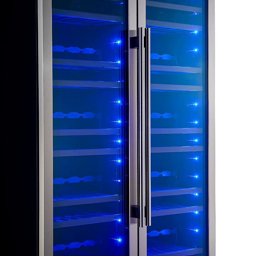 Forno Vernazza 40-Inch Side-by-Side Dual Zone Wine Cellar, 25.07 cu.ft Capacity, Stainless Steel, Temperature Control, UV-Protected Glass Door, Wooden Shelves - Image 7