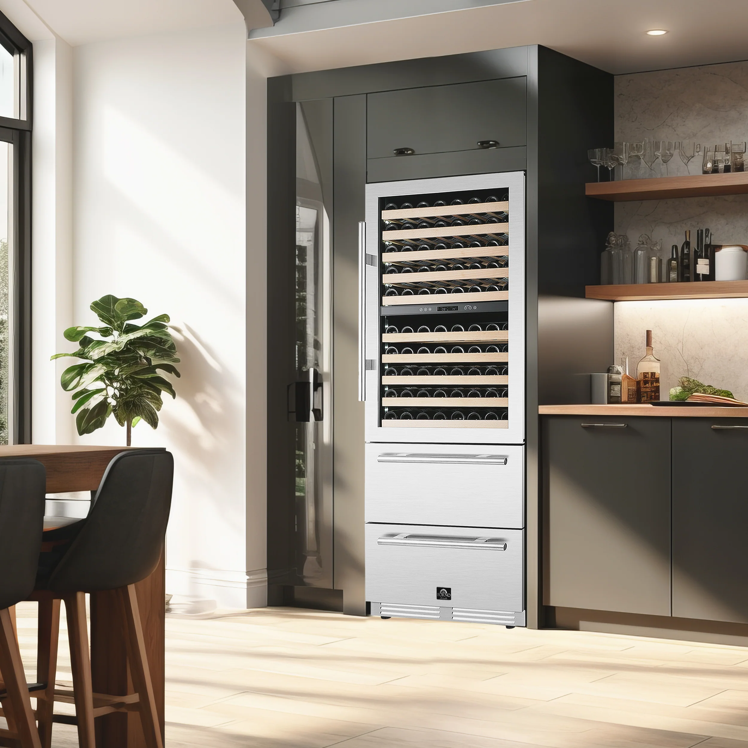 Forno Celano 30-Inch Triple Zone Wine and Beverage Cooler, 21.3 cu.ft, Stainless Steel - Image 13