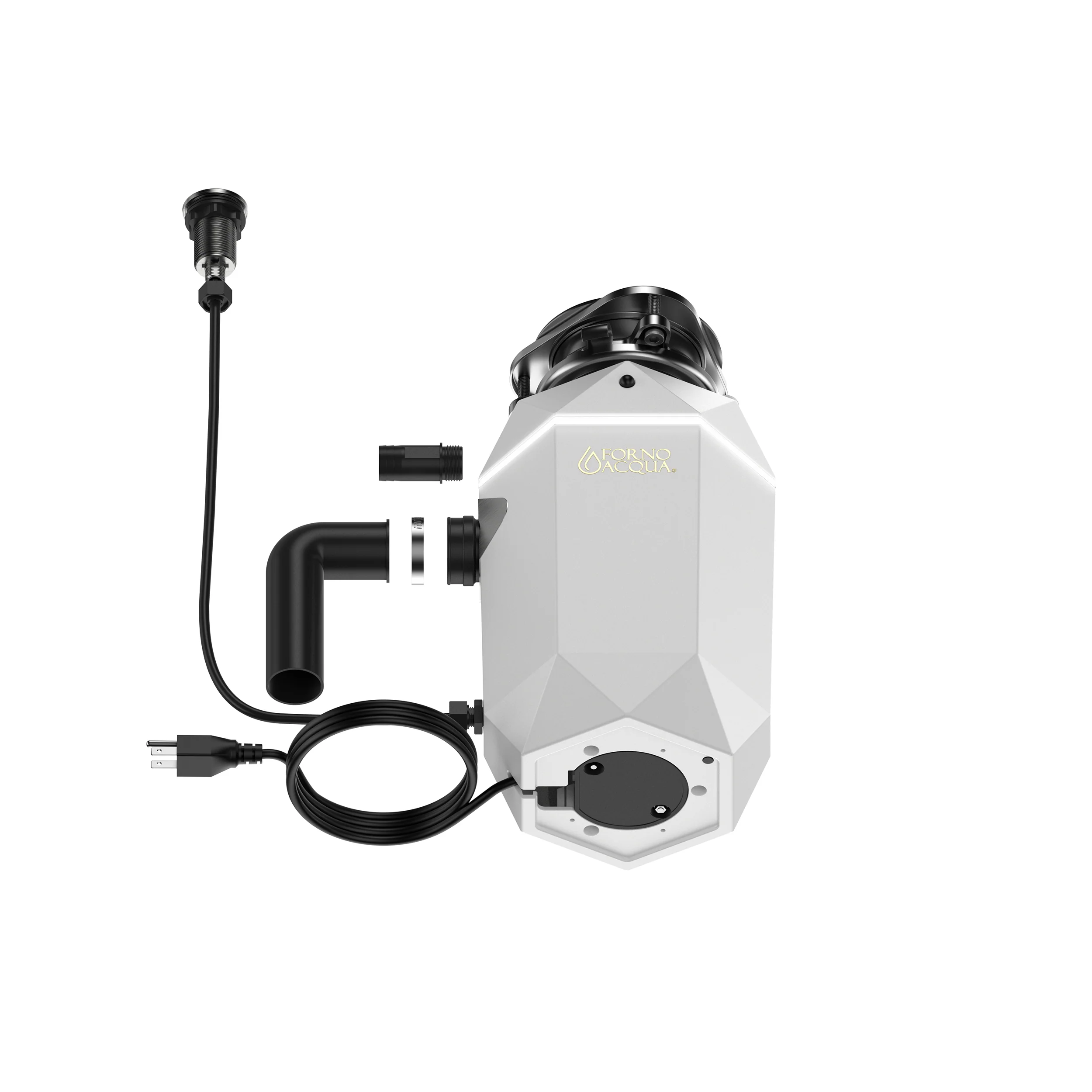 FORNO ACQUA BrightDIAMOND Moonstone 1HP Super Quiet Garbage Disposal Corded with Motion Sensor Cabinet Light & Pre-Wired Air Switch - Image 14